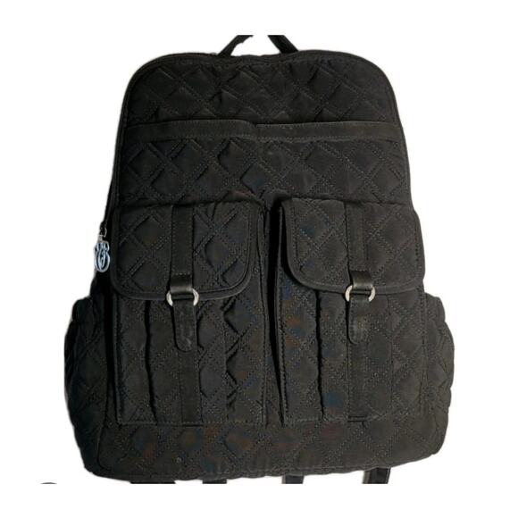 Vera Bradley Campus Backpack Purse Black Quilt Microfiber Utility Academia Boho main image 5